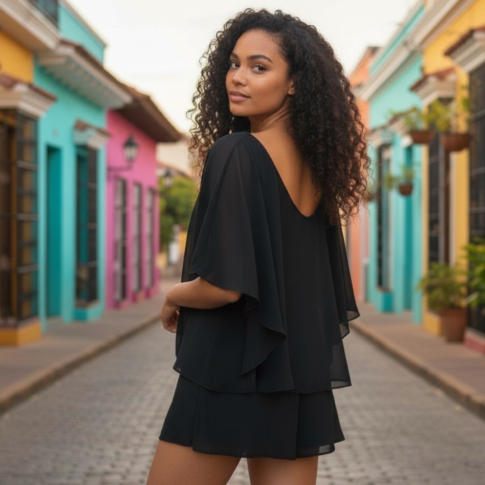UO Pins and Needles black ruffle romper s